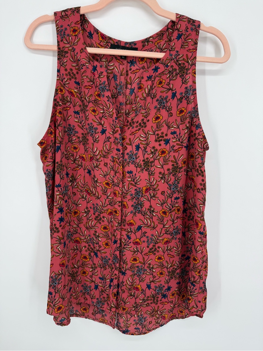 Sanctuary Women's Rose Sleeveless Blouse V-Neck with Hidden Button Front Boho XL